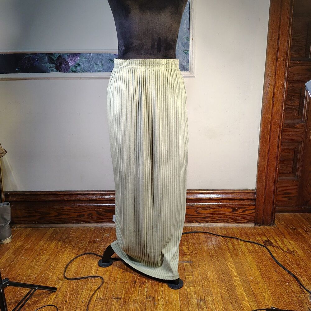 VTG Ribbed Maxi Skirt Avocado Green Size M/T549